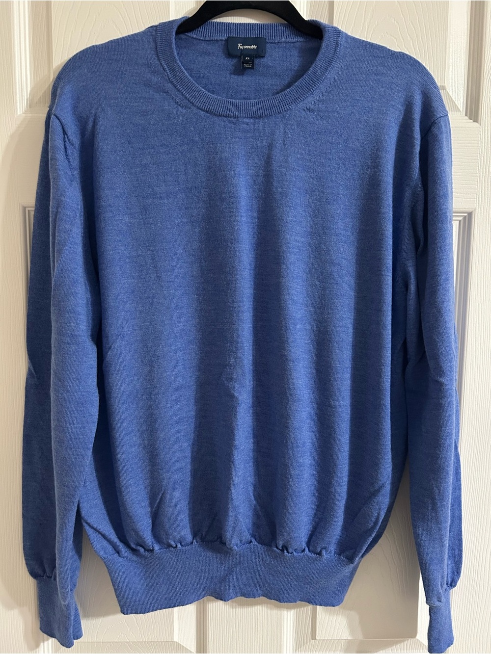 Faconnable Men’s Merino Wool Blue Crewneck Pullover Sweater Sz XL EUC